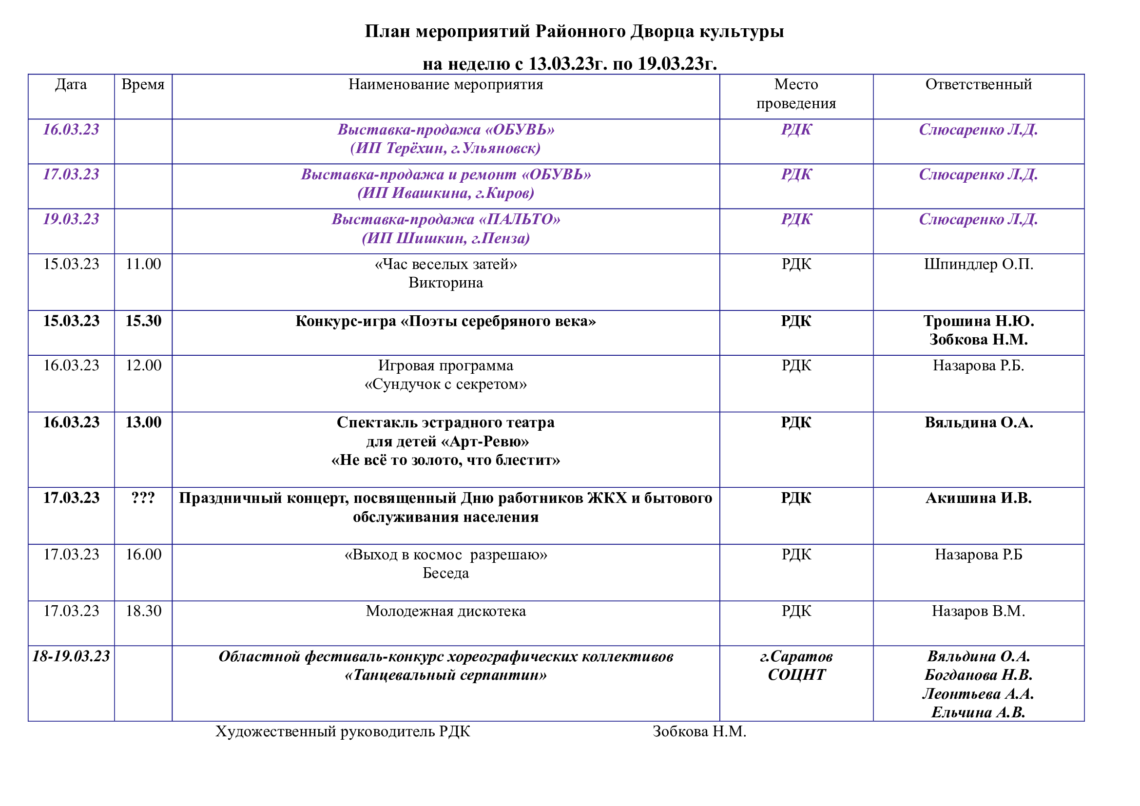 You are currently viewing План мероприятий Районного Дворца культуры <strong>на неделю с 13.03.23г. по 19.03.23г.</strong>
