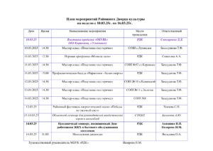 Read more about the article План мероприятий Районного Дворца культуры на неделю с 10.03.25г. по 16.03.25г.